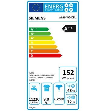 Siemens WM14W740EU spotřeba energie